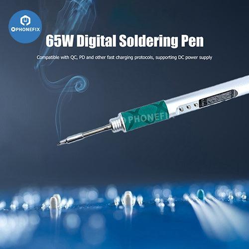 Silver 65W portable digital soldering pen by PHONEFIX, JBC 245 BGA soldering station and electric soldering tool.