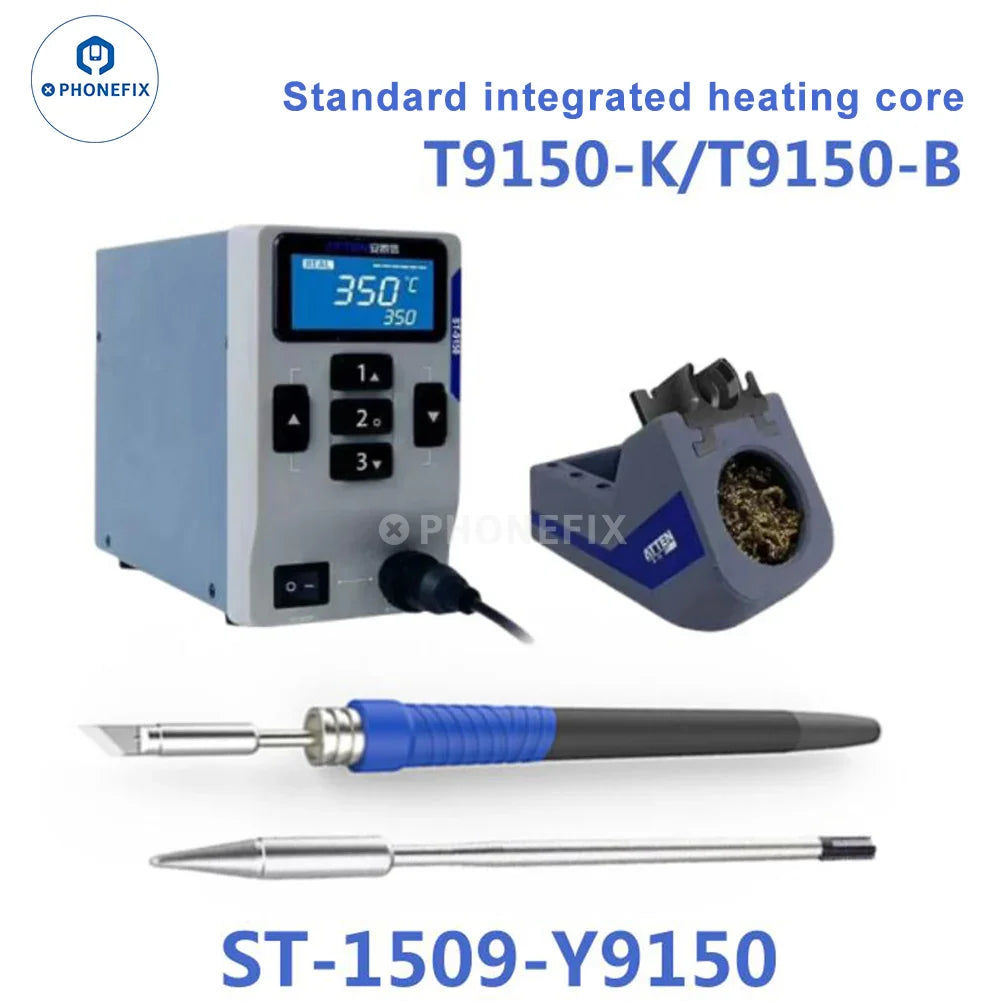 PhoneFix ATTEN ST-1509 BGA Soldering Station with electric tweezers and welding iron for precise circuit board repairs.