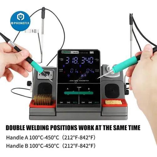 Phonefix SUGON T3602 BGA Soldering Station with JBC T115 and T210 iron tips, standard set for precise electronics repair.