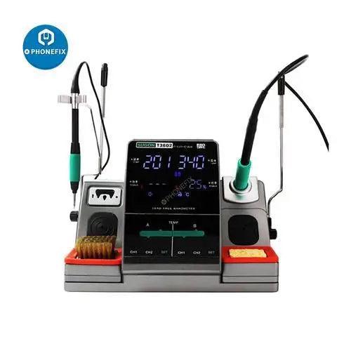 Phonefix SUGON T3602 BGA Soldering Station with JBC T115 and T210 iron tips for precise electronic soldering.