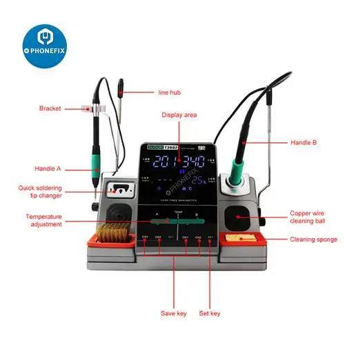 PHONEFIX SUGON T3602 BGA Soldering Station with JBC T115 T210 iron tips for precise electronic soldering.