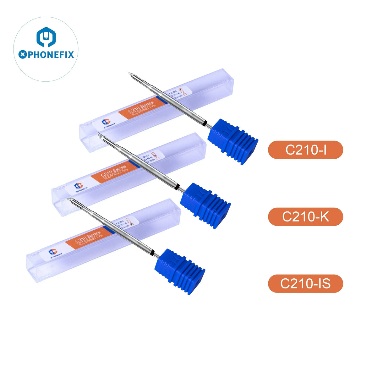 PHONEFIX C210 soldering iron tips for JBC C210 welding head, precision OEM iron tips for electronics repair.