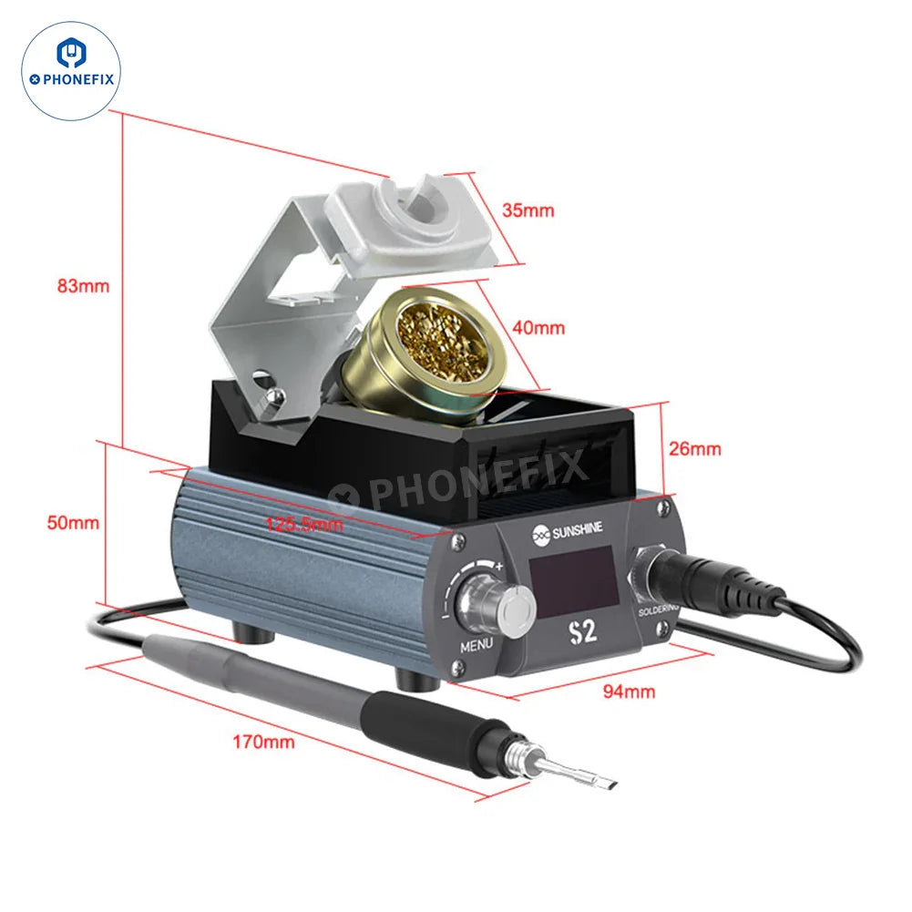 PhoneFix Sunshine S1 BGA Soldering Station with T210 tweezers and rework tools for precise BGA soldering and rework tasks.
