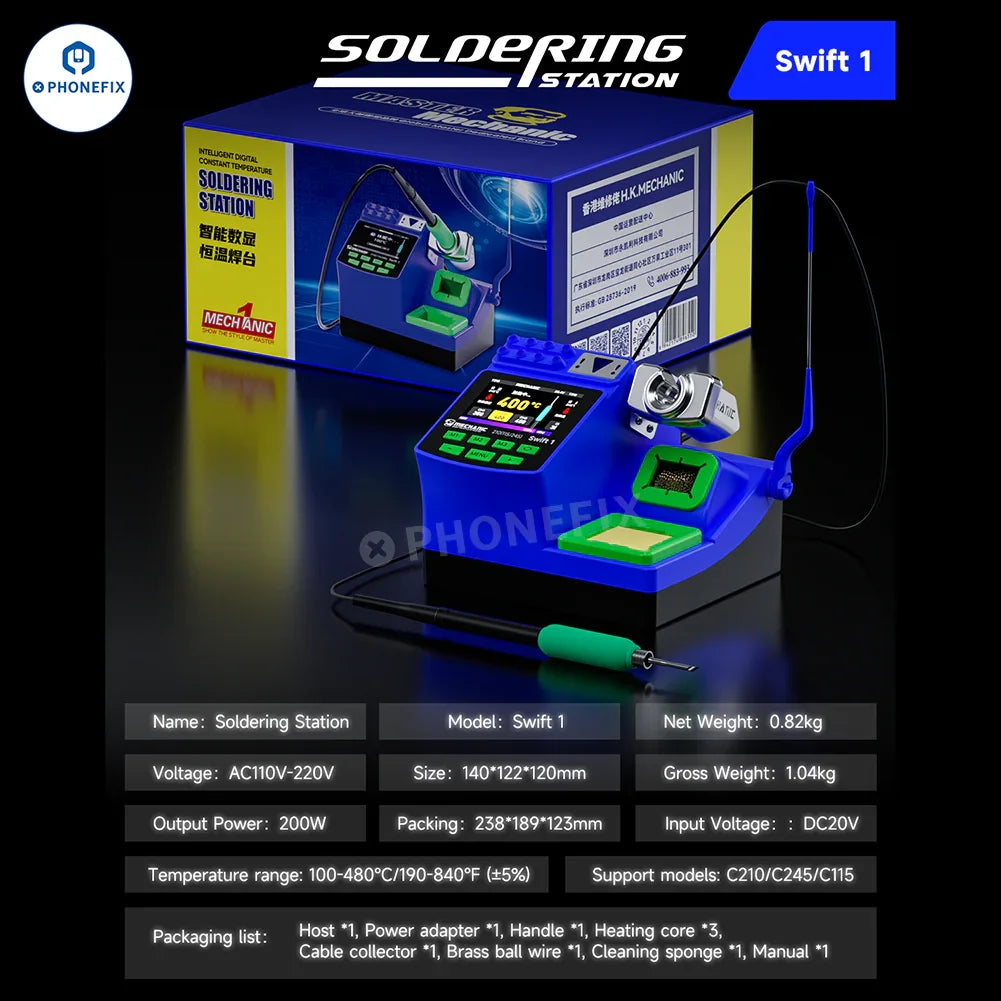Phonefix MECHANIC Swift 1 BGA Soldering Station with digital display and adjustable temperature controls for precise soldering.
