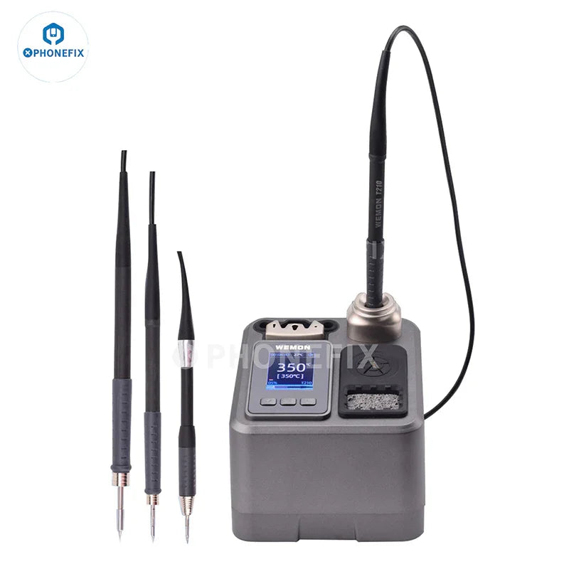 WEMON T31 BGA Soldering Station by PHONEFIX with three compatible C115 C210 C245 iron tips for precise soldering.