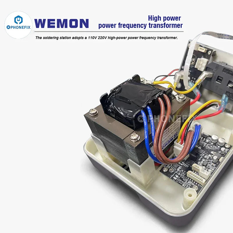 WEMON T31 BGA soldering station with compatible C115, C210, C245 iron tips, shown with three tips for electronics repair.
