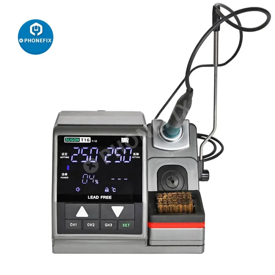 SUGON T16 BGA soldering station by PHONEFIX for phone PCB repair, featuring precision controls and a compact design.