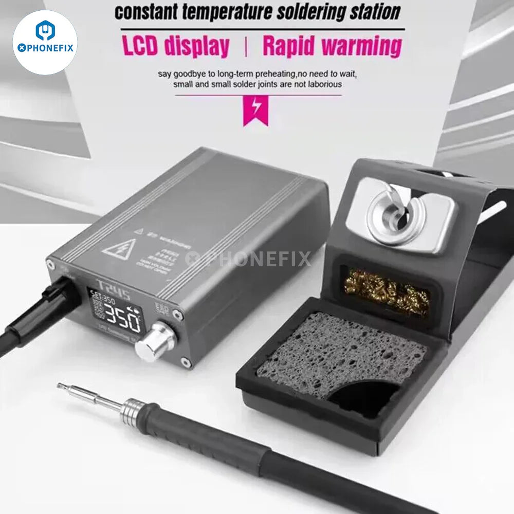 PhoneFIX BGA soldering station T210 with compatible C210/245/115 tips, precision tool for electronics repair, 110V.