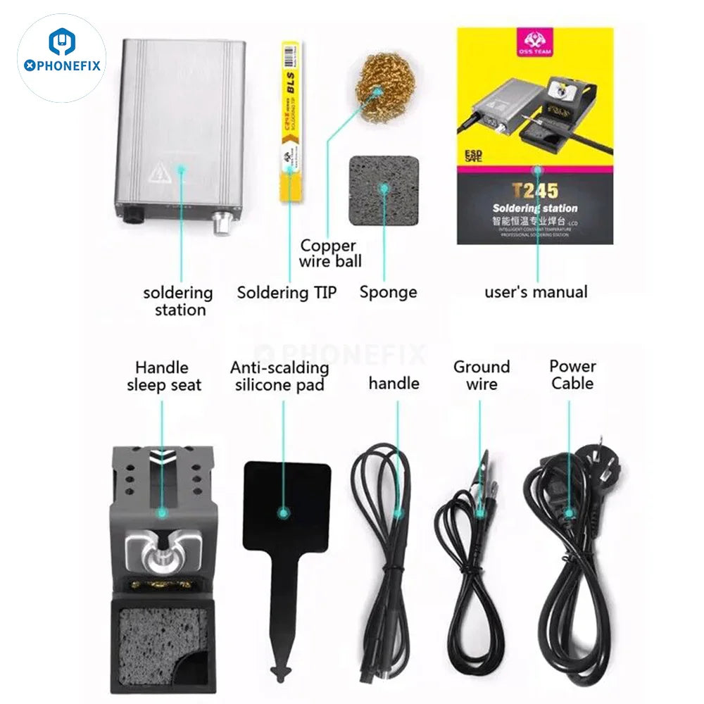 PhoneFix OSS T210 T245 T115 BGA Soldering Station with C210/245/115 tips for precise soldering projects.