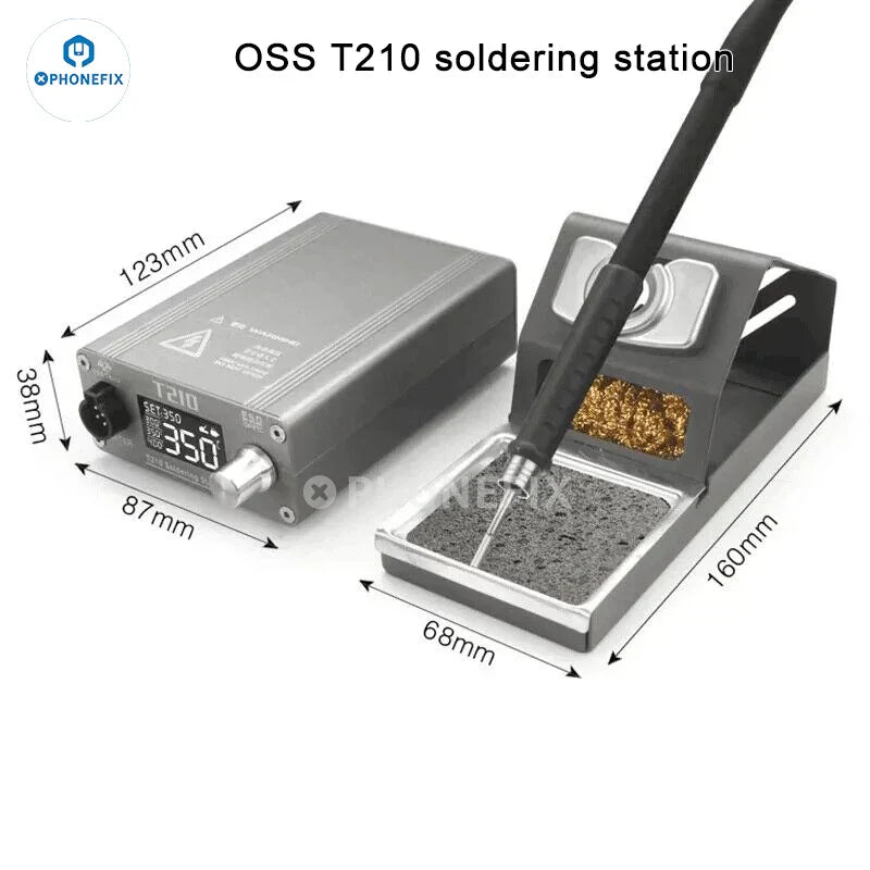 PhoneFix OSS T210 T245 T115 BGA Soldering Station with compatible C210, C245, C115 tips for precise electronic rework.