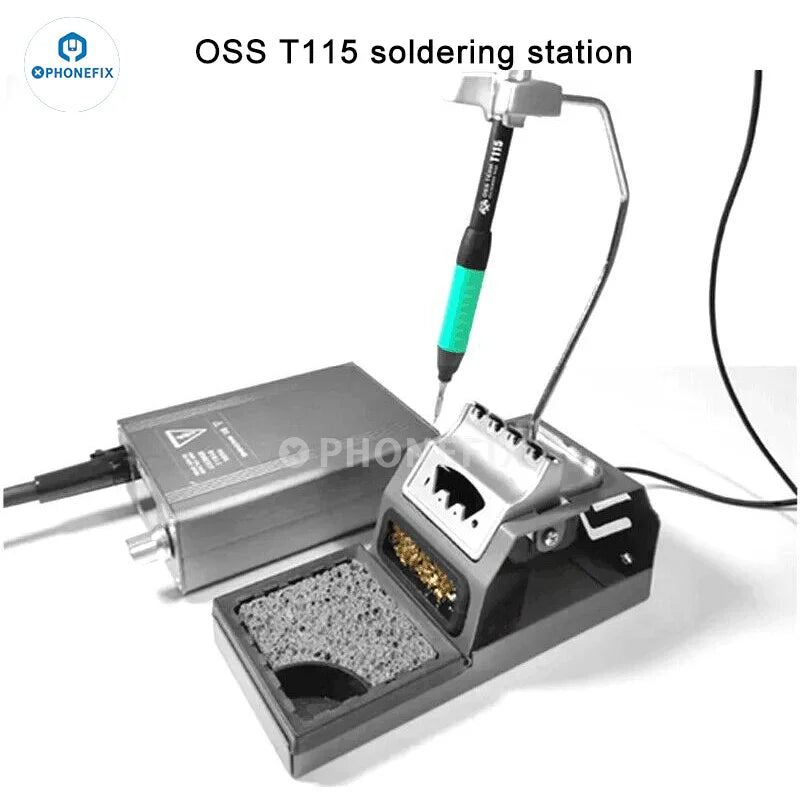 Phonefix OSS T210 T245 T115 BGA Soldering Station with compatible C210, C245, C115 tips for precise soldering tasks.