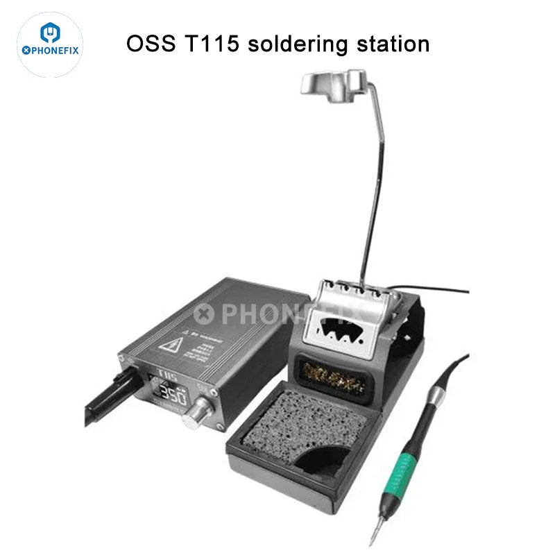 PhoneFix BGA soldering station compatible with OSS T210 T245 T115 tips, supporting C210, C245, and C115 models in a professional setup.