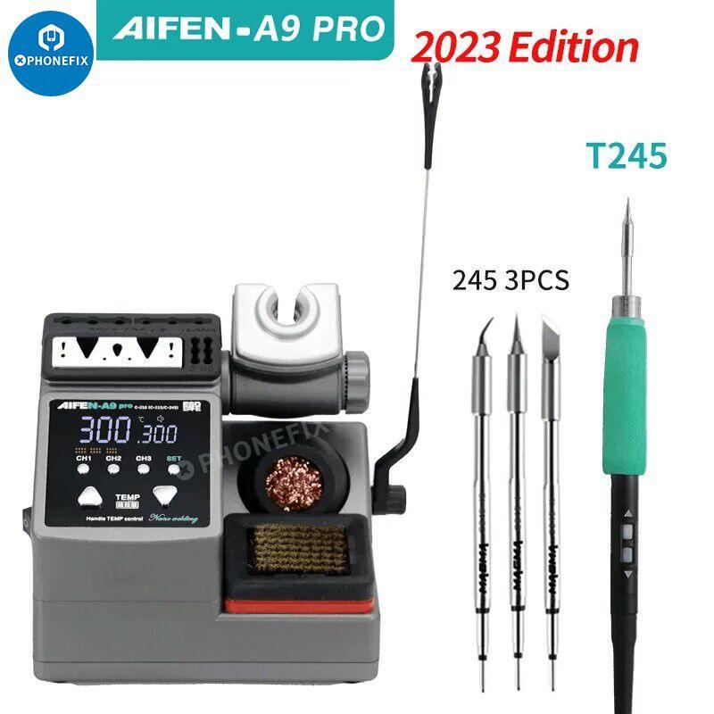AIFEN A9 Pro 120W BGA soldering station with C210, C245, C115 iron tips for precise electronic repair and soldering.