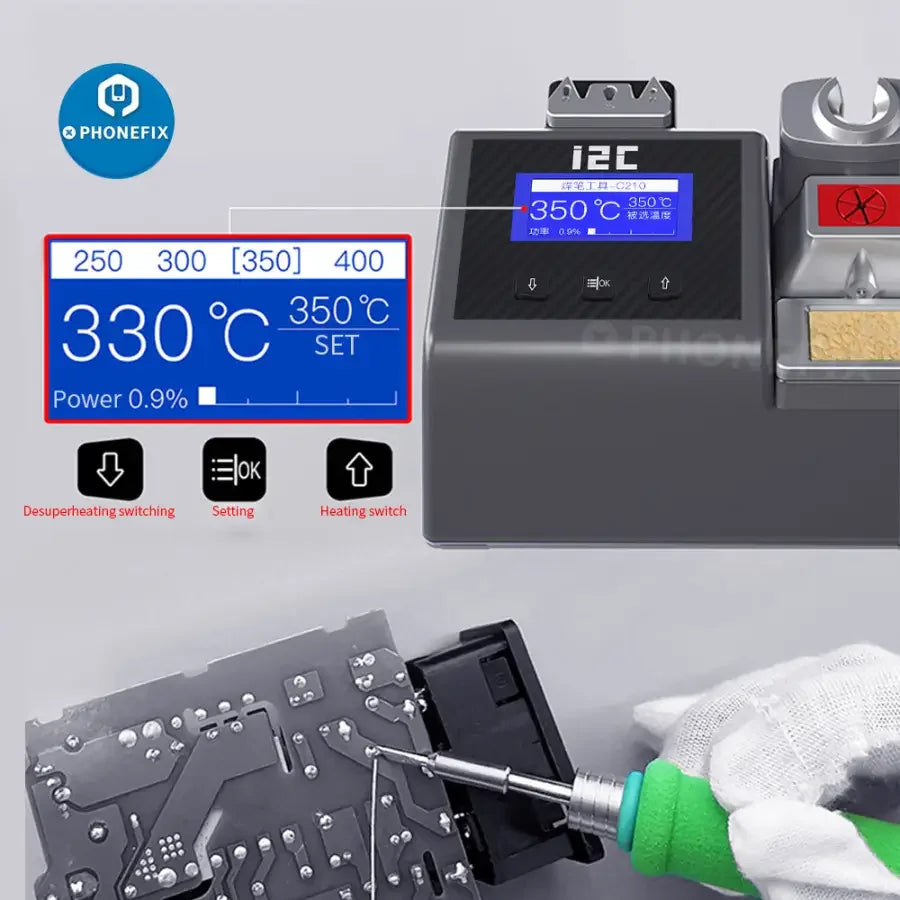 i2C 2SCNi Nano soldering station by PHONEFIX with JBC C115 C210 C245 handle for BGA soldering, compact and professional tool