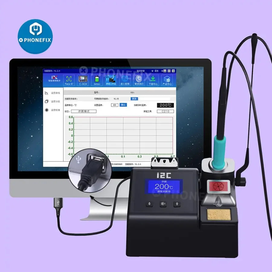 i2C 2SCNi Nano Soldering Station with JBC C115 C210 C245 handle, BGA soldering station by PHONEFIX, compact and professional tool