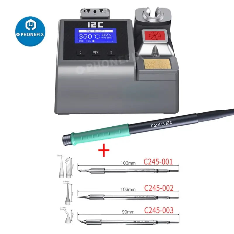 i2C 2SCNi Nano BGA Soldering Station handle by PHONEFIX, compatible with JBC C115 C210 C245 soldering models, close-up view