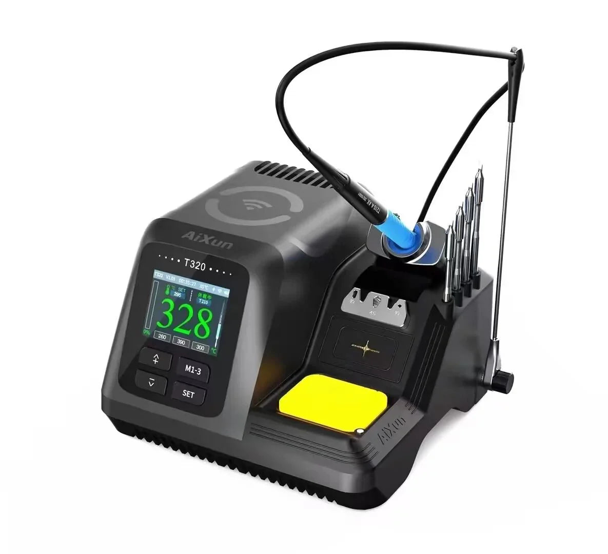 Aixun T320 BGA soldering station by PHONEFIX with T245/210 handle and three tips, precision electronics soldering tool.