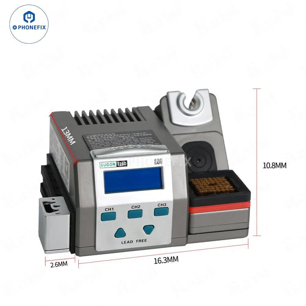 Phonefix SUGON T26D BGA soldering station, precision lead-free electric soldering station with digital display and control buttons.