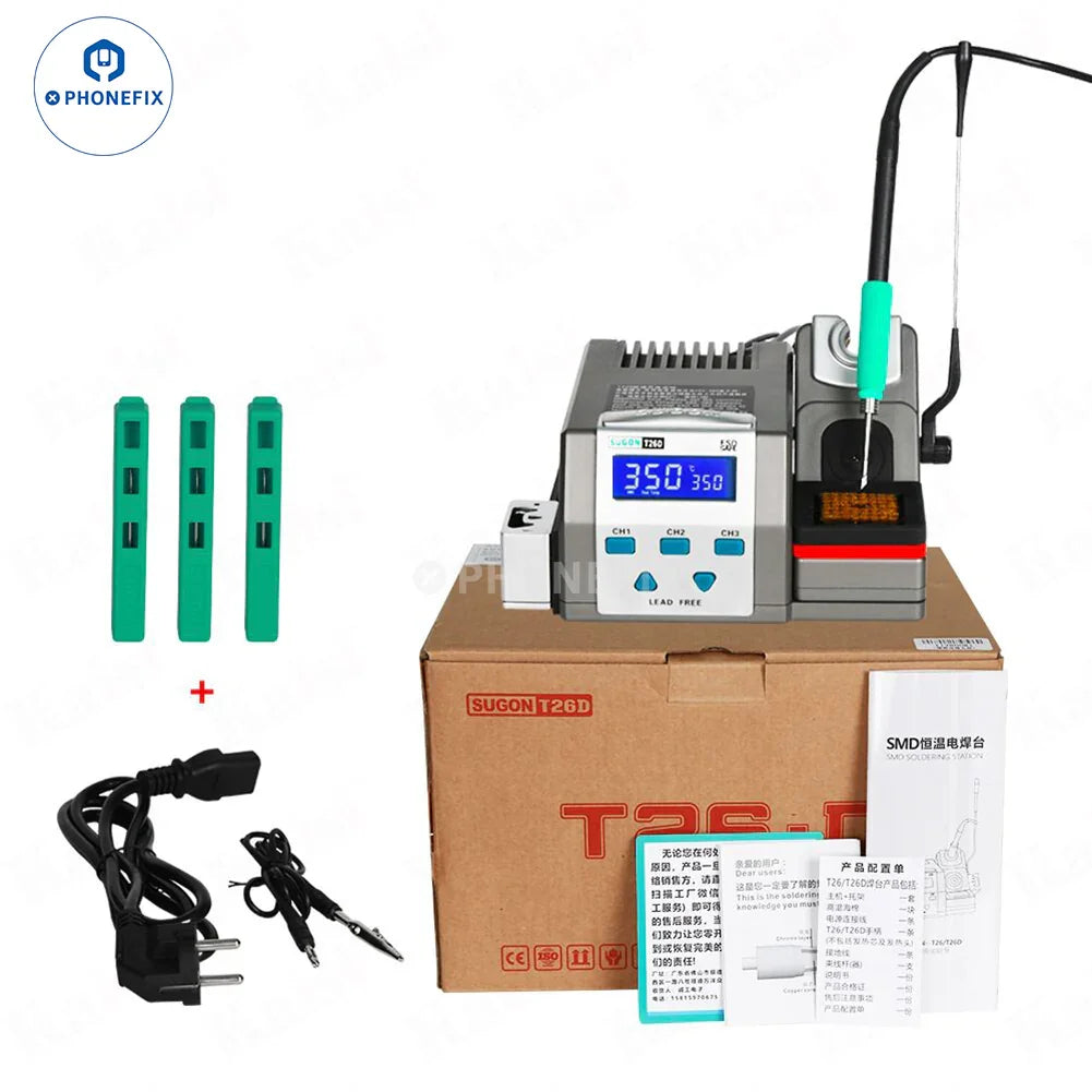 PHONEFIX SUGON T26D BGA soldering station with precision lead-free electric soldering tools and digital display.