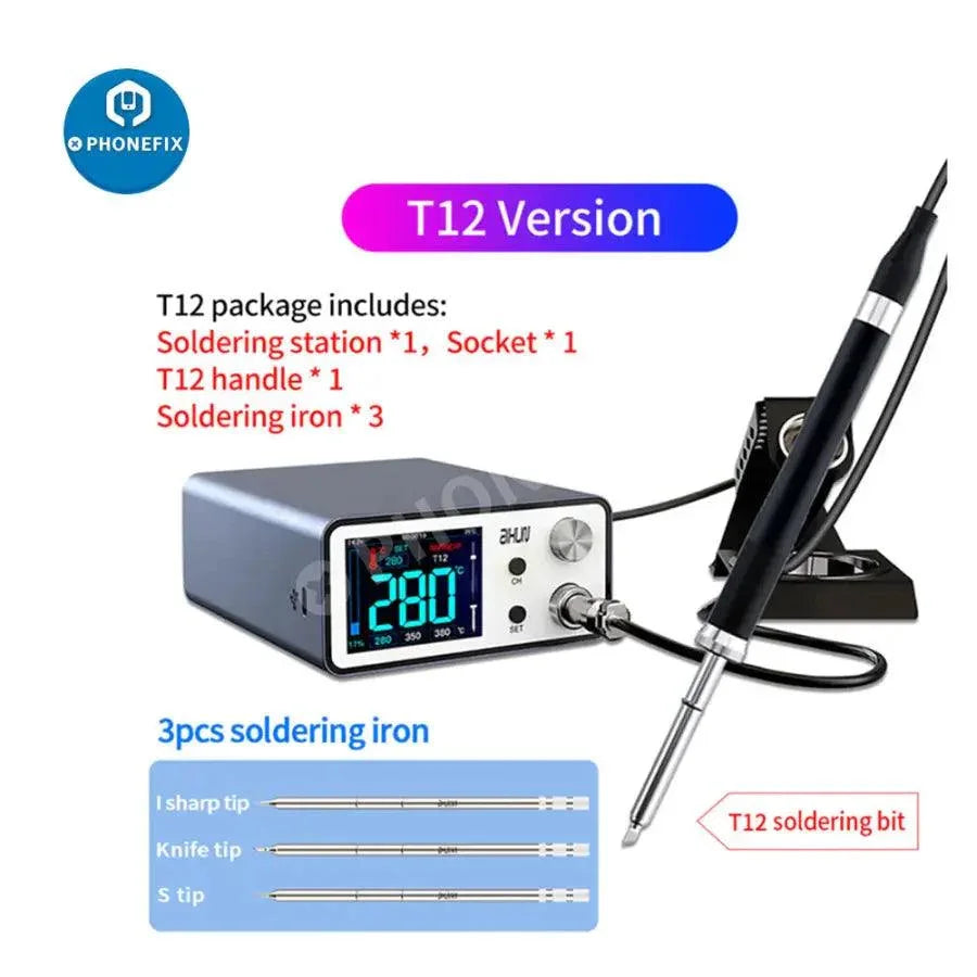 AIXUN T3A BGA soldering station with T245 handle and iron tips, used for precise electronic soldering and repair.