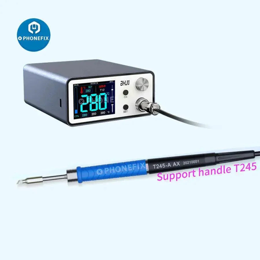 AIXUN T3A BGA soldering station with T245 handle and iron tips, used for precision electronics repair by PHONEFIX.
