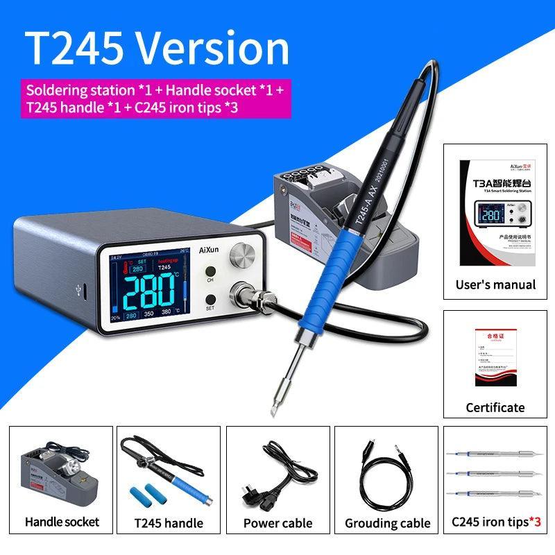 AIXUN T3A intelligent BGA soldering station with T245 handle and welding pen, designed for phone repair and BGA soldering tasks.