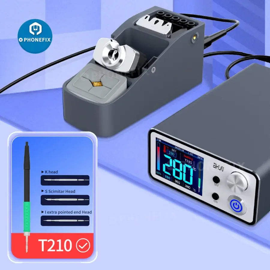 Aixun T3B intelligent BGA soldering station by PHONEFIX with T210/115 handle and welding tips for precise electronic repairs.