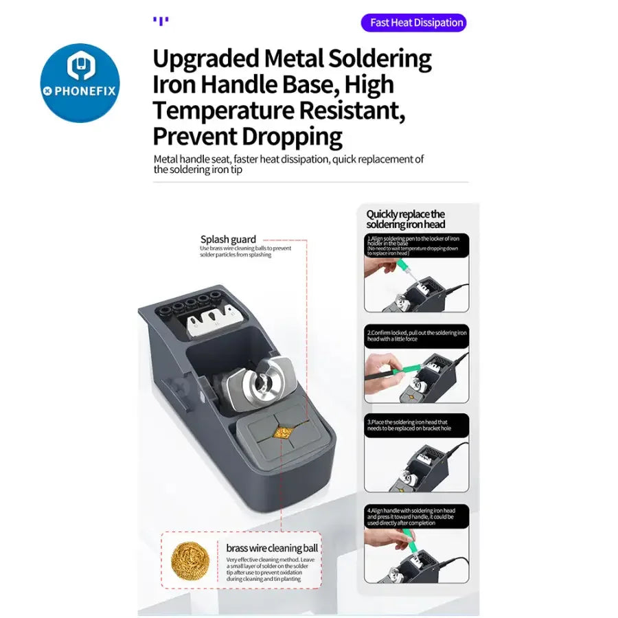 Aixun T3B intelligent BGA soldering station by PHONEFIX with T210/115 handle and welding tips for precise electronic repairs.