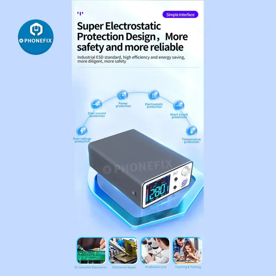 Aixun T3B intelligent BGA soldering station with T210/115 handle and welding tips, used for precise electronic component repair.