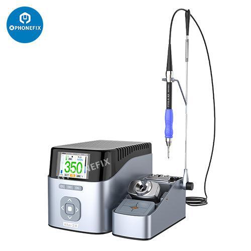 PhoneFix Aixun T410 T435 T405 dual channel BGA soldering station with handle and knife tip for precise rework and soldering.