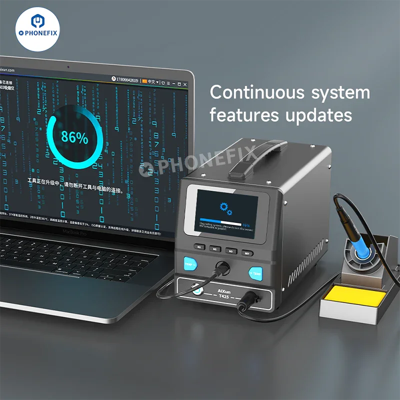 AIXUN T425 250W BGA soldering station for mobile repair with digital display and soldering iron, by PHONEFIX.