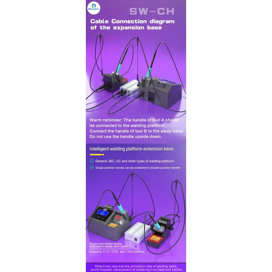 I2C SW-CH intelligent welding table expansion base for JBC T115 T210 T245 BGA soldering station by PHONEFIX