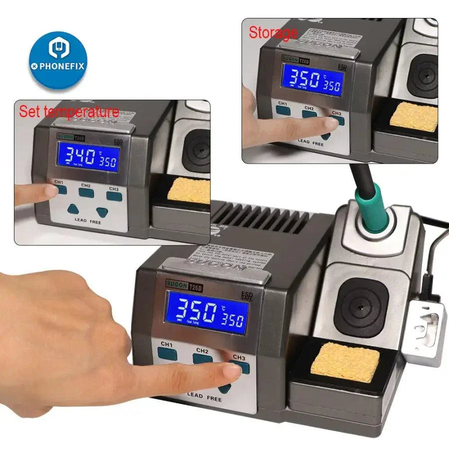 XZZ FX-210 lead-free BGA soldering station by PHONEFIX with rapid heating, featuring a sleek design and digital temperature control.