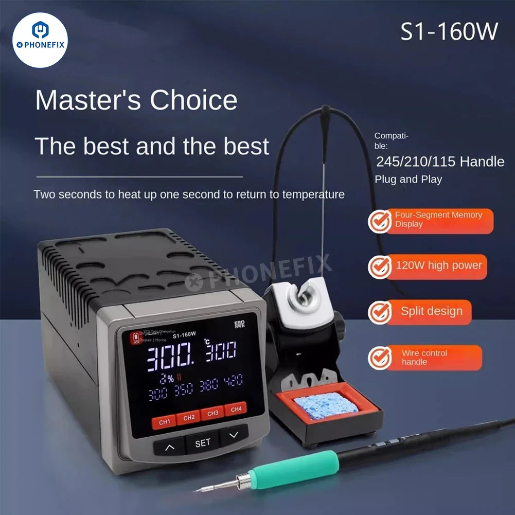 YCS S1-160W BGA soldering station with T210 T115 T245 handle for precise electronics repair by PHONEFIX