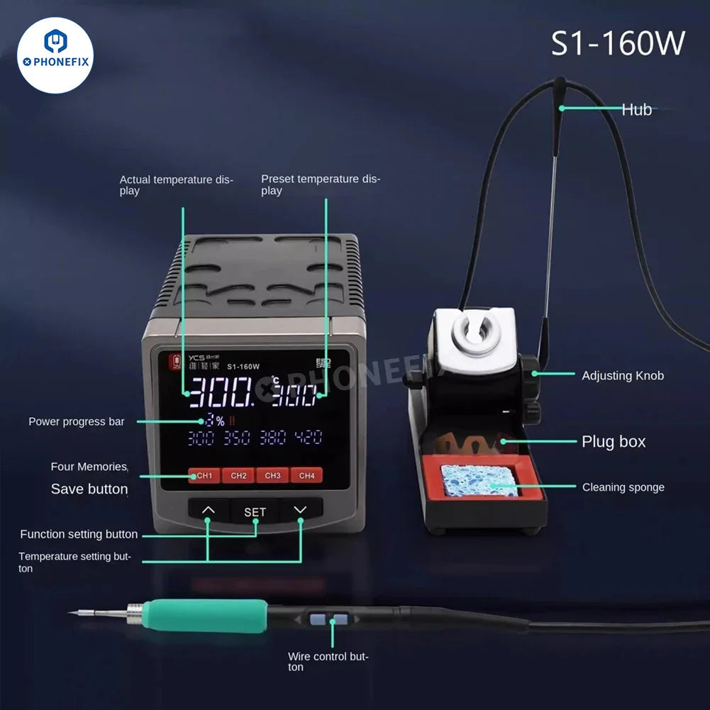 PHONEFIX YCS S1-160W BGA Soldering Station with T210 T115 T245 handle for precise soldering tasks