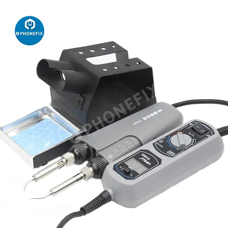 YIHUA 938D Mini Portable BGA Soldering Station with tweezers for precise BGA reworking, compact design by PHONEFIX