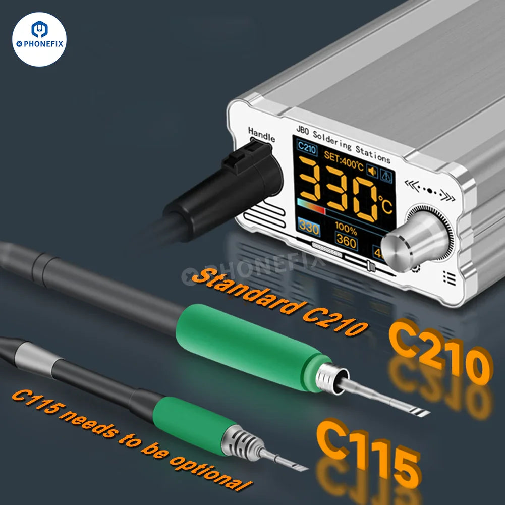 PHONEFIX ZH-C210 Pro BGA Soldering Station with C210 iron tips, featuring a digital display and ergonomic design for precise soldering.