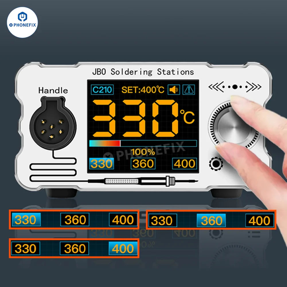 PHONEFIX ZH-C210 Pro BGA soldering station with C210 iron tips, featuring digital controls and ergonomic design for precision soldering.