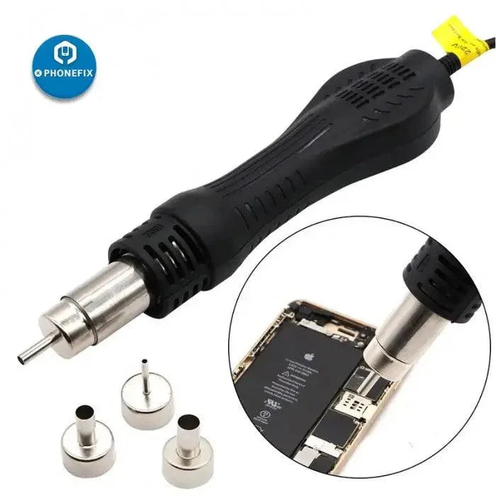 Station de soudage et de retouche Phonefix 999D 2-en-1 avec pistolet à air chaud numérique LED, commandes numériques et conception ergonomique.