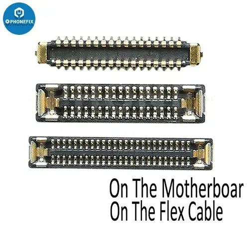 iPhone 12 Pro Max Mini LCD touch display FPC connector port component by PHONEFIX, showing detailed connector and circuit board.