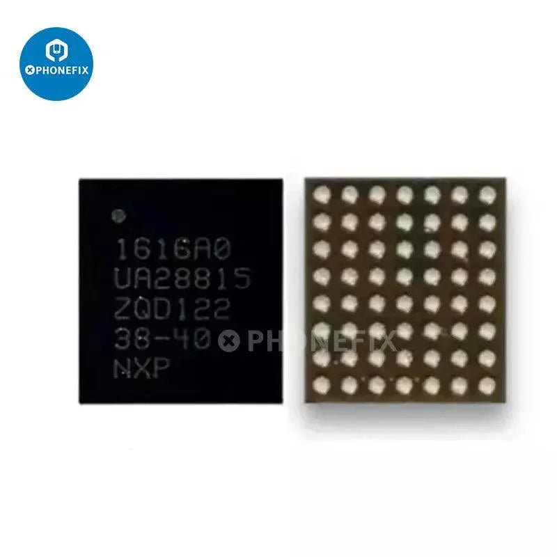 iPhone USB Charge IC U2 Tristar component from PHONEFIX, compatible with models 1610A3, 610A3B, 1612A1, 1616A0, SN2012027