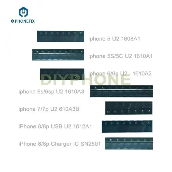 USB Charging IC U2 Tristar component for iPhone 6 to 16 Pro Max, used in iPhone charging repair, by PHONEFIX.