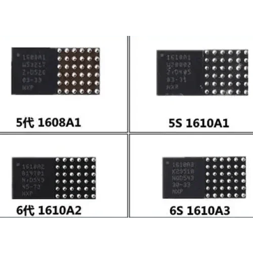 USB Charging IC U2 Tristar for iPhone 6 to 16 Pro Max, PHONEFIX components, close-up view of the circuit board and chip.