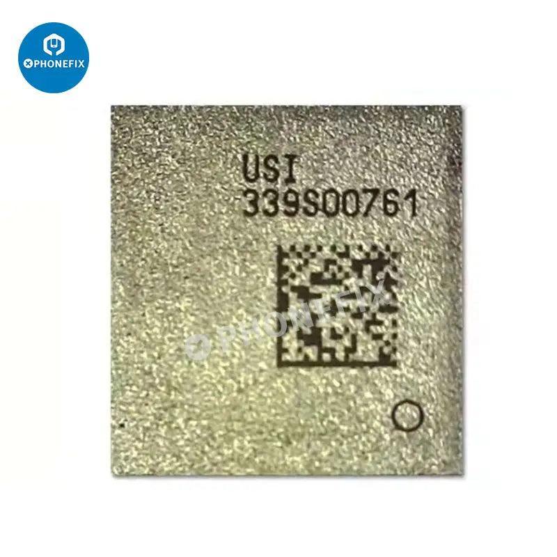 PhoneFix WiFi Bluetooth IC replacement component for iPhone 6 to 14 Pro Max, showing the small circuit board with chips.