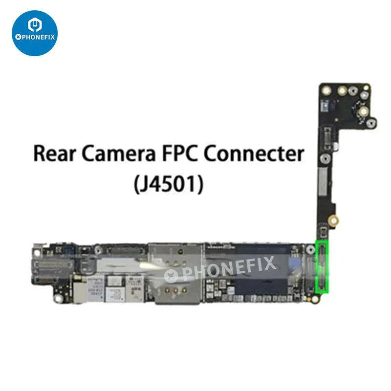 Rear camera FPC connector for iPhone 6 to iPhone 15 Pro Max, phone repair component, shown on a white background.