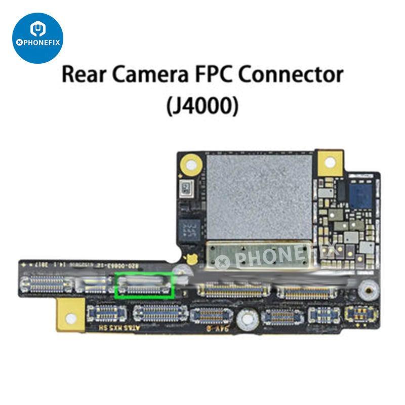 Rear camera FPC connector for iPhone 6 to 15 Pro Max, replacement component for iPhone rear camera assembly.