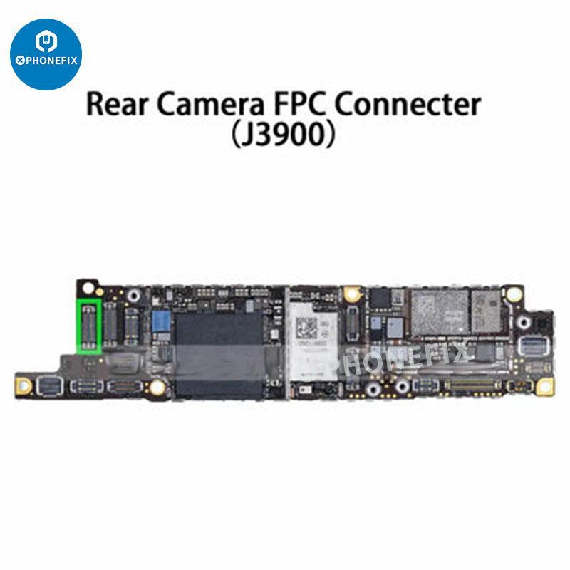 Rear camera FPC connector for iPhone 6 to iPhone 11 Pro Max, phone repair component from PHONEFIX, detailed close-up image.