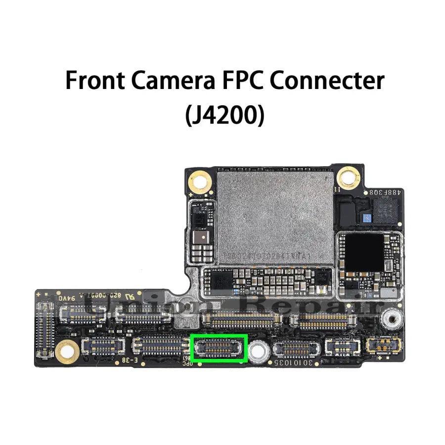 Connecteur FPC de la caméra frontale pour iPhone 7 à iPhone 11 Pro Max, gros plan détaillé du composant PHONEFIX pour réparation.