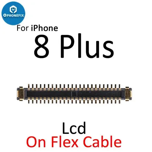 PhoneFix iPhone 7-8 Plus LCD display with 3D Touch FPC connector port, showing on-board component for replacement.