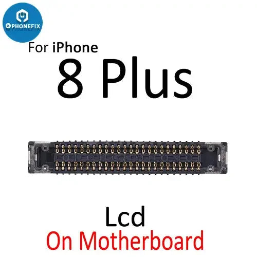iPhone 7/8 Plus LCD display 3D Touch FPC connector port component from PHONEFIX, shown on the circuit board.